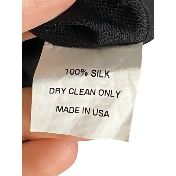 The Bar 100% Silk Twist Dress Satin Cut Out Puff Sleeve Embellished Strap Sz 2 - Picture 9 of 11